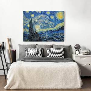 Impression sur toile Nuit étoilée I Bleu - 80 x 60 x 2 cm - Largeur : 80 cm