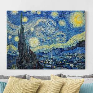 Impression sur toile Nuit étoilée I Bleu - 80 x 60 x 2 cm - Largeur : 80 cm