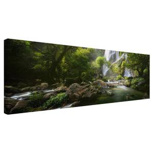 Canvas Cascata e foresta I Verde - 150 x 50 x 2 cm - Larghezza: 150 cm