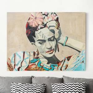 Leinwandbild Frida Kahlo Collage I Beige - 80 x 60 x 2 cm