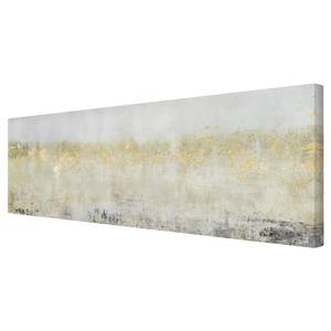 Leinwandbild Goldene Farbfelder I Weiß - 150 x 50 x 2 cm - Breite: 150 cm