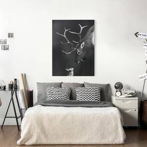 Impression sur toile Cerf I Noir / Blanc - 60 x 80 x 2 cm - Largeur : 60 cm