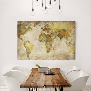 Impression sur toile Carte du monde II Vert - 120 x 80 x 2 cm - Largeur : 120 cm