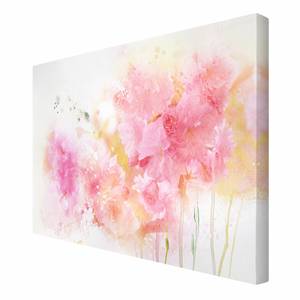 Impression sur toile Aquarelle II Rose - 90 x 60 x 2 cm - Largeur : 90 cm