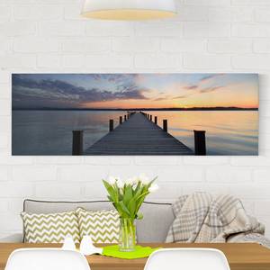 Canvas Pontile al tramonto II Blu - 120 x 40 x 2 cm - Larghezza: 120 cm