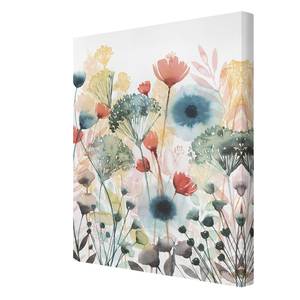 Impression sur toile Fleurs d’été IV Blanc - 60 x 80 x 2 cm - Largeur : 60 cm
