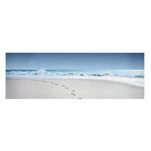 Leinwandbild Spuren im Sand II Blau - 120 x 40 x 2 cm - Breite: 120 cm