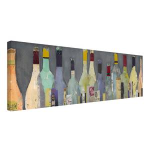 Canvas Bottiglie II Blu - 120 x 40 x 2 cm - Larghezza: 120 cm