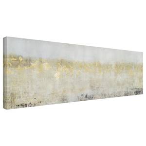Leinwandbild Goldene Farbfelder II Weiß - 150 x 50 x 2 cm - Breite: 150 cm