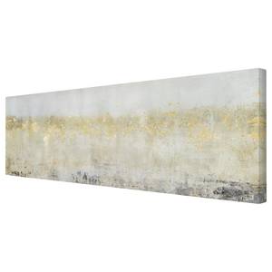 Leinwandbild Goldene Farbfelder II Weiß - 120 x 40 x 2 cm - Breite: 120 cm