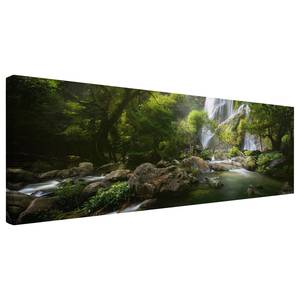 Canvas Cascata e foresta II Verde - 150 x 50 x 2 cm - Larghezza: 150 cm