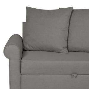 Divano letto angolare Kesia Tessuto - Tessuto Saba: grigio - Longchair preimpostata a destra - Funzione letto