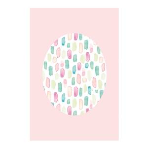 Wandbild Shelly Patterns I Papier - Rosa / Grün / Weiß