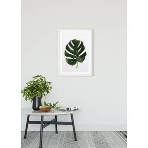 Tableau déco Monstera Leaf Papier - Vert / Blanc