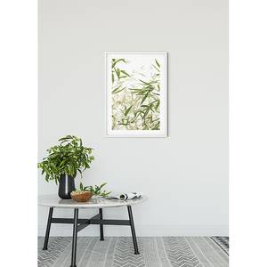 Wandbild Bamboo Leaves Papier - Weiß / Grün