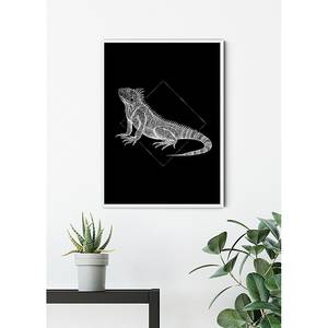 Wandbild Iguana Black Papier - Schwarz / Weiß