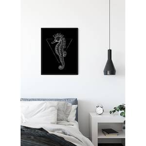 Wandbild Sea Horse Papier - Schwarz