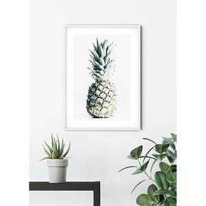 Wandbild Pineapple Papier - Rosa / Grün