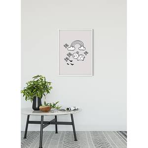 Wandbild Scribble Bunny Papier - Schwarz / Weiß