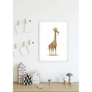 Wandbild Cute Animal Giraffe Papier - Weiß / Braun