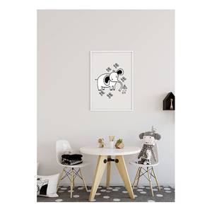 Wandbild Scribble Elephant Papier - Schwarz / Weiß