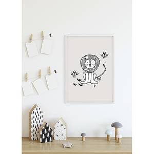 Wandbild Scribble Lion Papier - Schwarz / Weiß