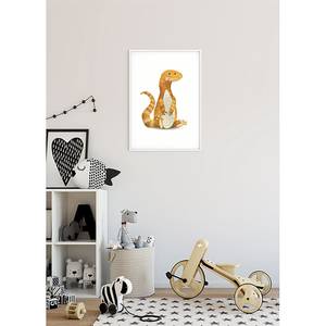 Wandbild Cute Animal Lizard Papier - Weiß / Orange
