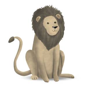 Poster Cute Animal Lion Carta - Bianco / Marrone