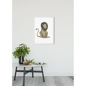 Poster Cute Animal Lion Carta - Bianco / Marrone