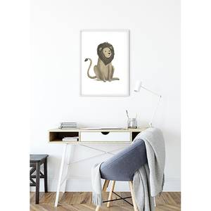 Poster Cute Animal Lion Carta - Bianco / Marrone