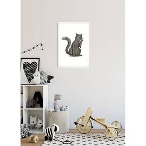 Tableau déco Cute Animal Cat Papier - Blanc / Noir