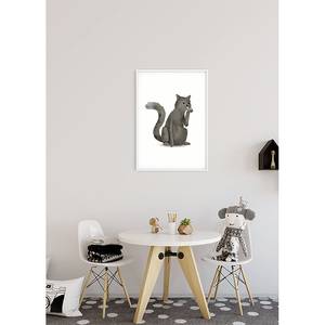 Wandbild Cute Animal Cat Papier - Weiß / Schwarz