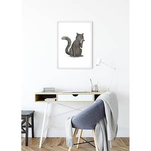 Poster Cute Animal Cat Carta - Bianco / Nero