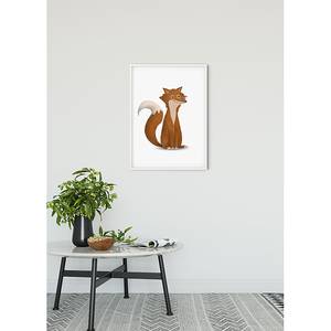 Poster Cute Animal Fox Carta - Bianco / Rosso