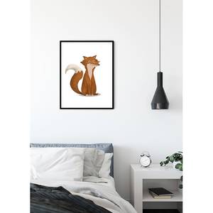 Poster Cute Animal Fox Carta - Bianco / Rosso