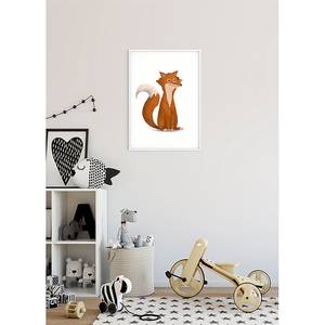 Poster Cute Animal Fox Carta - Bianco / Rosso