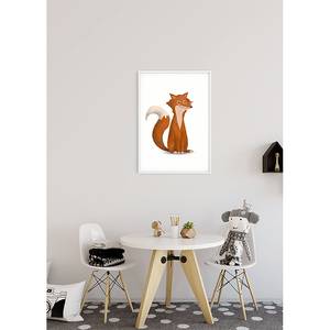 Wandbild Cute Animal Fox Papier - Weiß / Rot