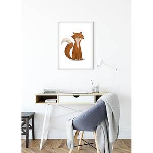 Poster Cute Animal Fox Carta - Bianco / Rosso
