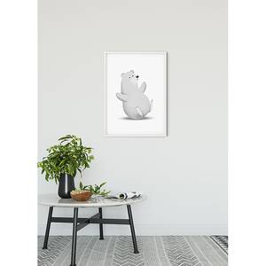 Wandbild Cute Animal Polar Bear Papier - Weiß / Grau