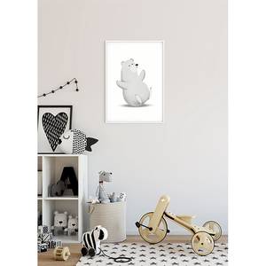 Tableau déco Cute Animal Polar Bear Papier - Gris / Blanc