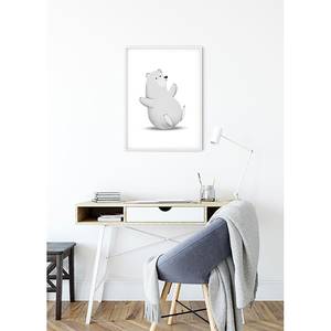 Tableau déco Cute Animal Polar Bear Papier - Gris / Blanc