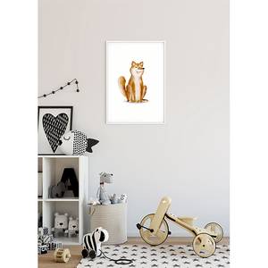 Wandbild Cute Animal Dog Papier - Weiß / Braun