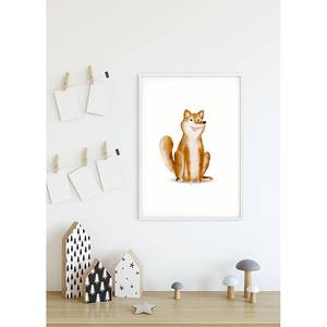 Wandbild Cute Animal Dog Papier - Weiß / Braun