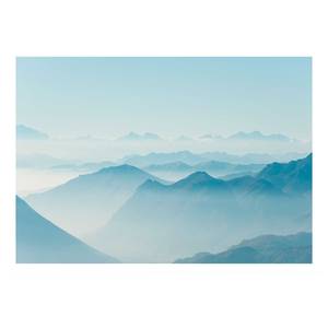 Wandbild Mountains View Papier - Blau / Weiß