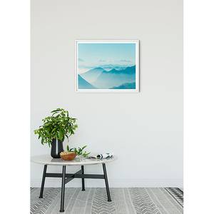 Poster Mountains View Carta - Blu / Bianco