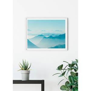 Afbeelding Mountains View papier - blauw/wit