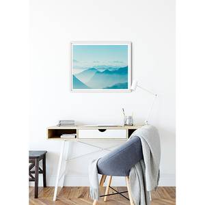 Poster Mountains View Carta - Blu / Bianco