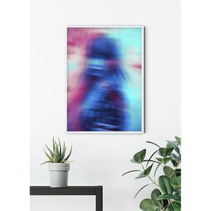 Wandbild Neon Girl Papier - Mehrfarbig