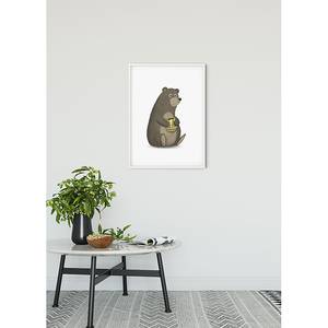 Poster Cute Animal Bear Carta - Bianco / Marrone