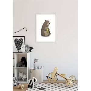 Tableau déco Cute Animal Bear Papier - Blanc / Marron